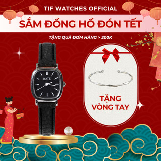 Đồng Hồ Nữ Mặt Nhỏ RATE Tif Watches Dây Da Đà Điểu Dáng Vuông Sang Trọng