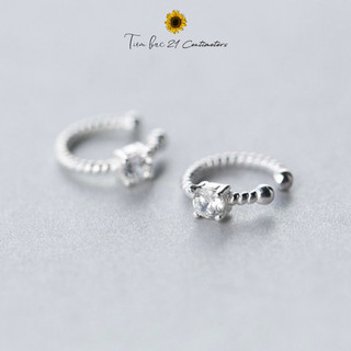 Khuyên tai bạc kẹp vành Tiny diamond Bông tai bạc Tiệm bạc 21 Centimeters