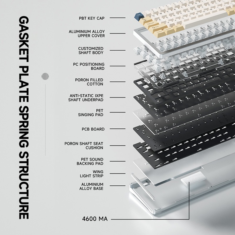 Bàn Phím Cơ M71 Khung Nhôm CNC Không dây Bluetooth Cấu Trúc GASKET Hotwsap 5 Pin Mạch Xuôi LED RGB | BigBuy360 - bigbuy360.vn