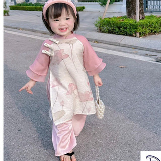 Set Áo Dài thời trang cao cấp cho bé gái kèm quần lụa