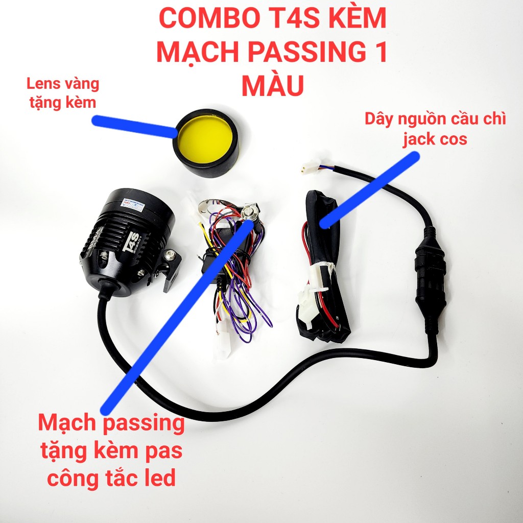 Đèn Trợ Sáng T4S Trợ Pha Pasing Siêu Sáng BMA Thích Hợp Passing Tặng Kèm LENS Vàng