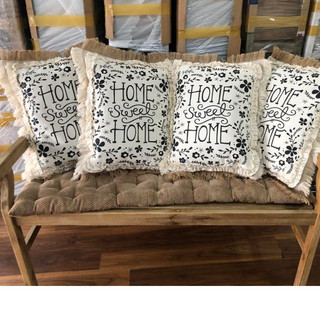 Gối chữ home vintage vải bố thô handmade