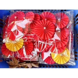 Quạt giấy 10cm màu đỏ