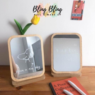 Gương trang điểm để bàn bằng gỗ phong cách sang trọng xoay 360 độ