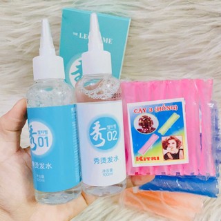 Combo Thuốc uốn xoăn lạnh hàn quốc Obsidian 100ml x2 và Trục Lô Uốn xoăn - Tặng giấy chun