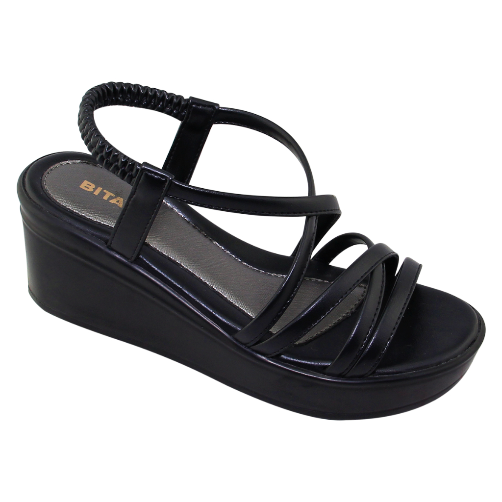 Sandal đế xuồng nữ Bita's SYN.289 (Đen + Kem)