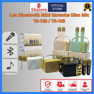 Loa bluetooth mini karaoke kèm mic YS-103 / YS-105 Không dây đổi giọng kèm 2 mic hát - Nhỏ gọn, Tiện lợi