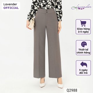 Quần âu nữ LAVENDER màu ghi ống suông basic chất co giãn cạp cao 2 cúc Q2988