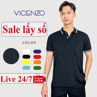 Áo Polo Nam Basic Chuẩn Phom Vải Cá Sấu Co Dãn Mềm Mát Thấm Hút Mồ Hôi, Áo Thun Nam Polo Trơn Cao Cấp Vicenzon Ngắn Tay