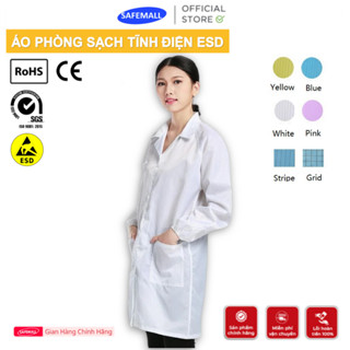  Áo Blouse phòng sạch ESD nam nữ màu trắng xanh Áo phòng sạch chống tĩnh điện Blue - SAFEMALL 