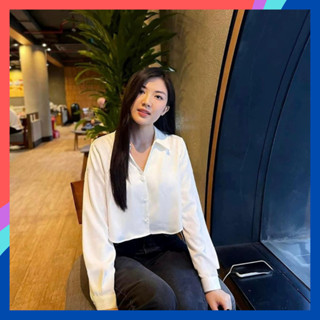 Áo sơ mi nữ croptop form rộng tay dài basic SM18 áo sơ mi đính khuy bọc sang trọng phù hợp đi học đi chơi đi dạo phố