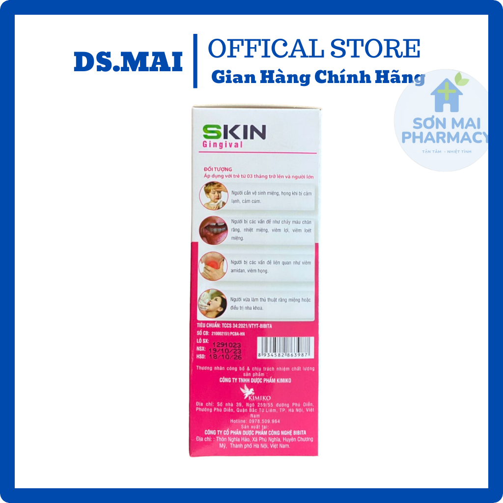 Nước Súc Miệng Skin Diệt Khuẩn Giảm Viêm Loét Miệng Viêm Họng Nấm Miện Khử Mùi Hôi 250ml