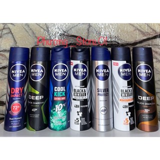 ( Chính hãng đủ loại ) Xịt Ngăn Mùi NIVEA MEN phân tử bạc, khô thoáng, chống áo vàng, cool, deep ( nam, 150 ml)