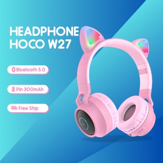 Headphone tai nghe chụp tai bluetooth con mèo chính hãng Hoco W27