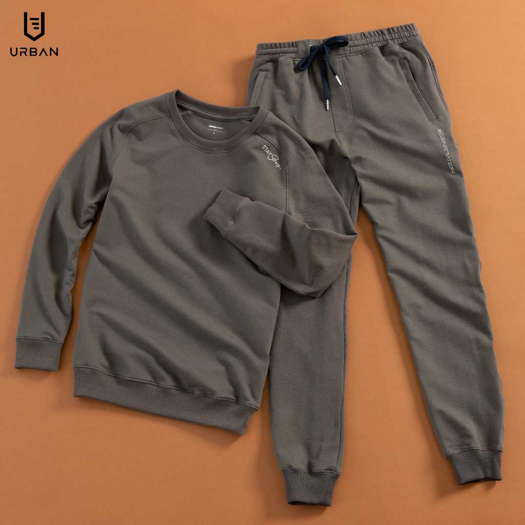 Bộ Nỉ Dệt Kim Dài Tay URBAN Mặc Basic Chất Nỉ Siêu Thấm Hút, Dày Dặn, Trẻ Trung, Đường Bo Chỉn Chu NO.1416 | 3103