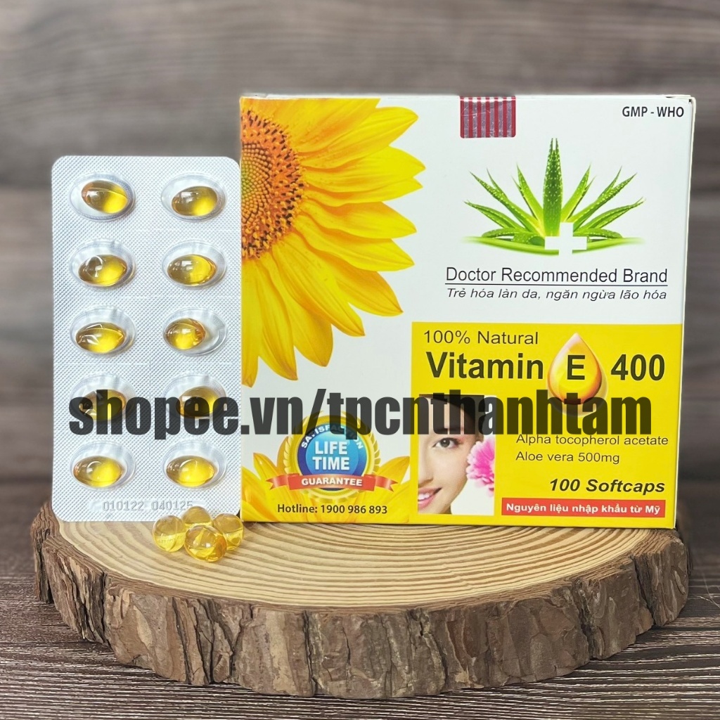 Viên uống VITAMINE 400 bổ sung vitamin E giúp làm đẹp da, trắng da, phục hồi da nhăn nheo- Hộp 100 viên