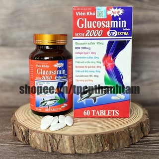 Viên uống bổ xương khớp Glucsamin MSM 2000 bổ sung glucosamine hỗ trợ bôi trơn, giảm đau nhức mỏi khớp - Chai 60v