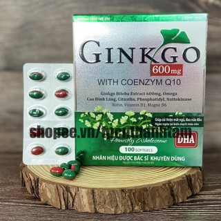 Viên uống bổ não GINKGO 600 XANH LỚN giúp tăng cường trí nhớ, tăng tuần hoàn máu não, ngừa tai biến - HỘP 100 viên