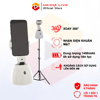 Gimbal AI 360 nhận diện khuôn mặt tự động, Giá đỡ điện thoại thông minh có camera theo dõi chuyển động gương mặt
