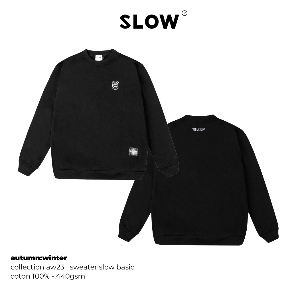 Áo Sweater Slow Basic Thêu Logo - Nỉ chân cua 440gsm