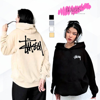  Áo khoác hoodie STUSSY form rộng bo chun hình in pet sắc nét thời trang nữ cam kết sản phẩm như video GLIVENS 