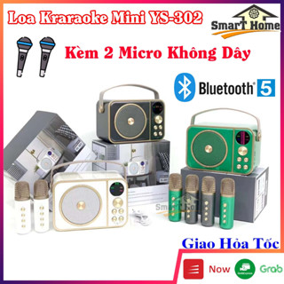 Loa Bluetooth Karaoke Mini YS 302 Kèm 2 Mic Hát Không Dây - Loa Karaoke Mini YS302 Kết Nối PC, TV, LapTop , Điện Thoại