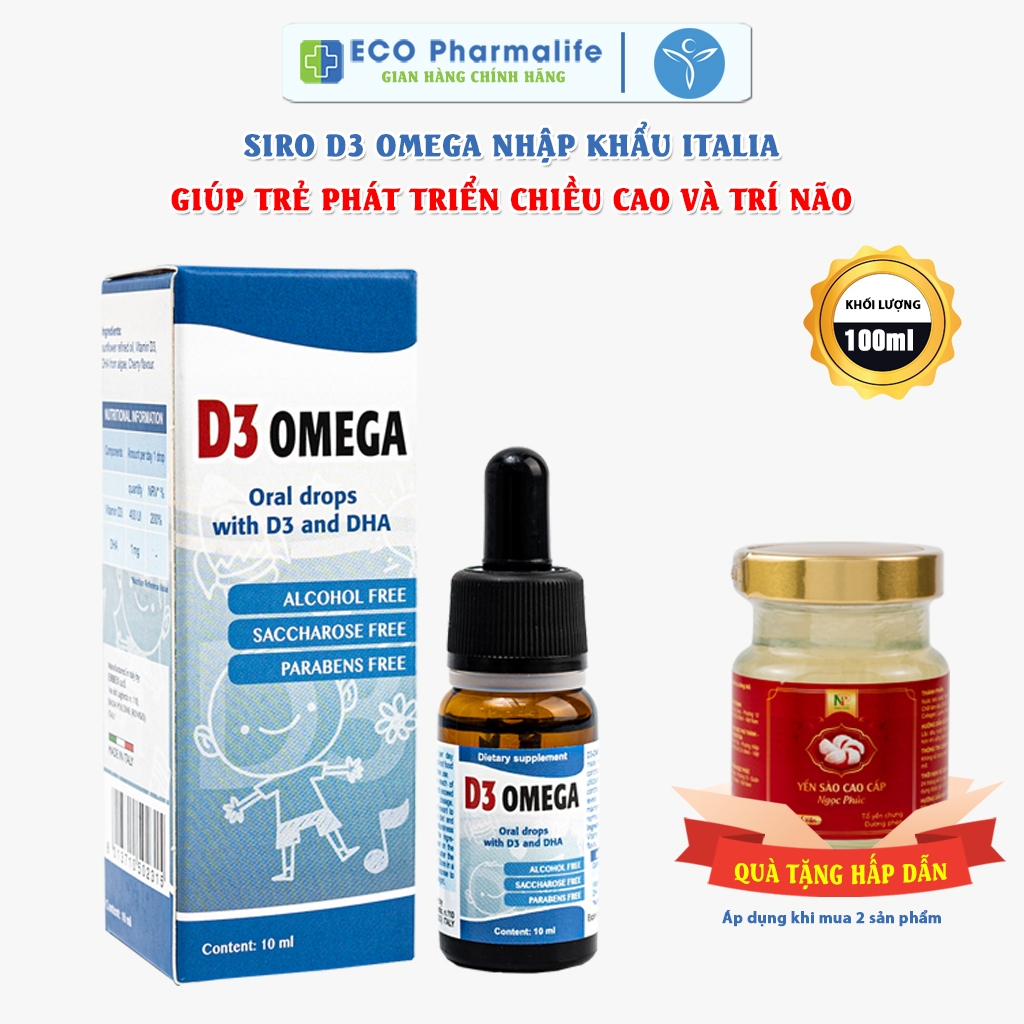 Siro D3 Omega (Chai 100ml) Nhập Khẩu Italy – Bổ Sung Vitamin D3 Và DHA, Giúp Trẻ Phát Triển Chiều Cao Và Trí Não