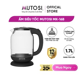 Ấm đun siêu tốc Mutosi MK-16B (xanh), 1.7L, thủy tinh cao cấp chịu nhiệt tốt, công nghệ Nhật Bản, bảo hành 24 tháng