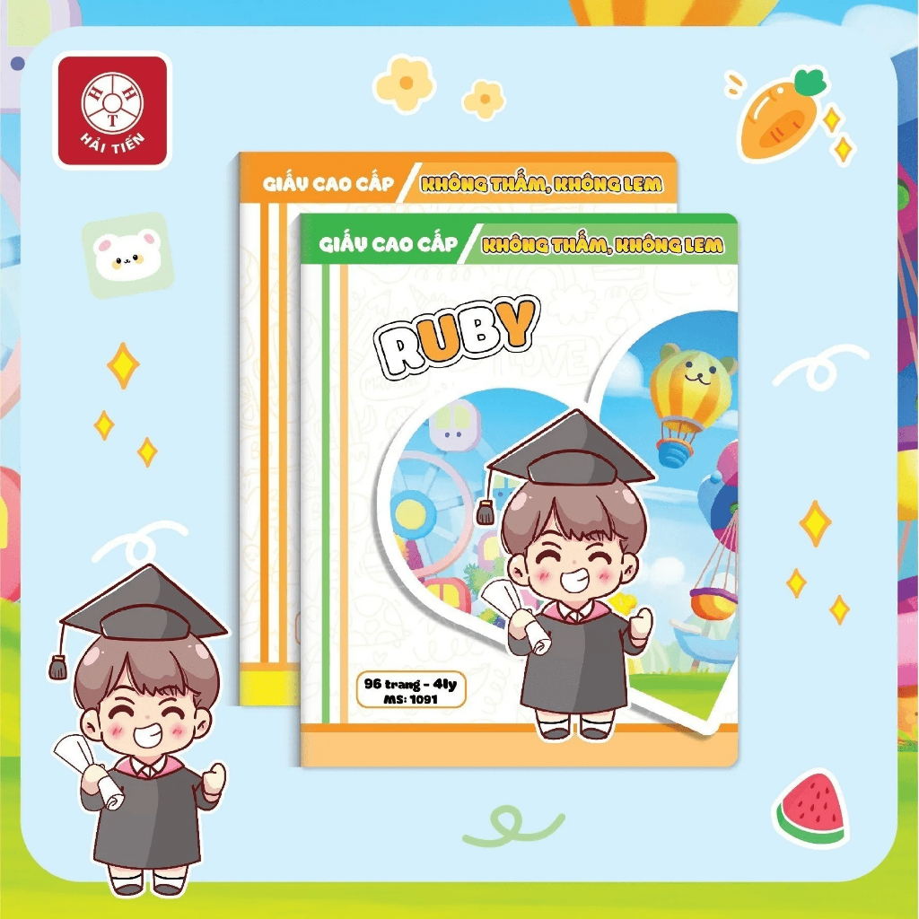 Tập Vở Ruby 96 Trang 5 Ô Ly 158x205mm Dày 100 Gsm  Hải Tiến - Camshop
