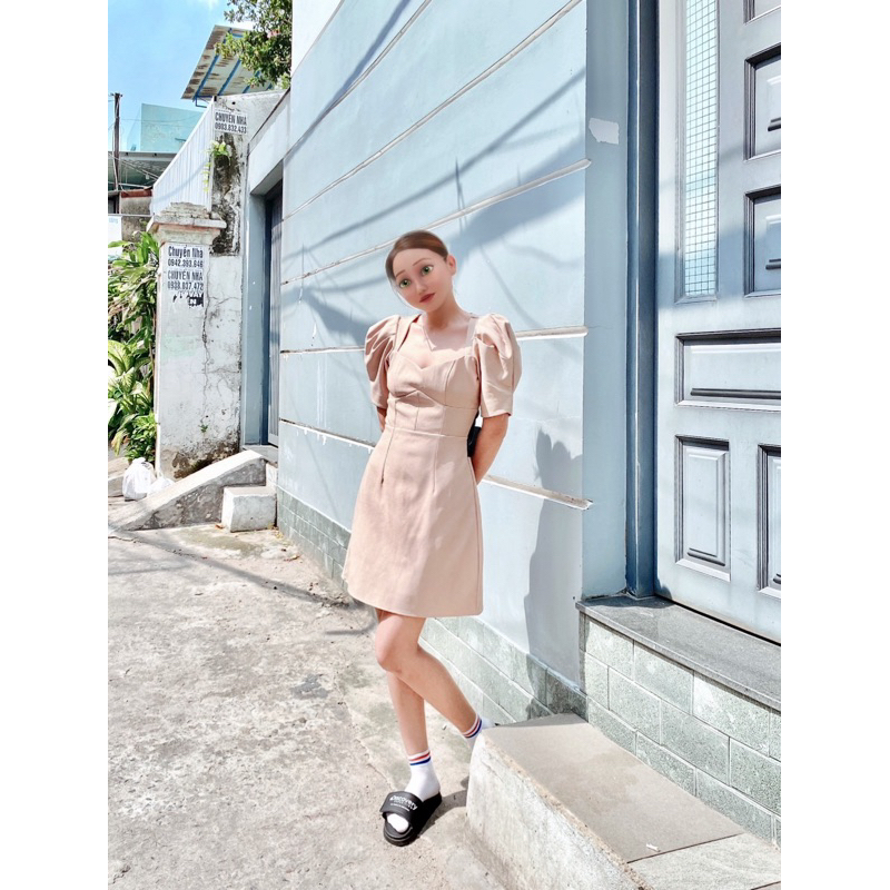 Đầm xoè thắt nơ cutout hỡ lưng nơ dự tiệc