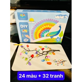 Bộ tranh màu tô bằng vân tay, gồm 24 màu và 32 mẫu tranh đa dạng, kích thích trí thông minh - sáng tạo của trẻ