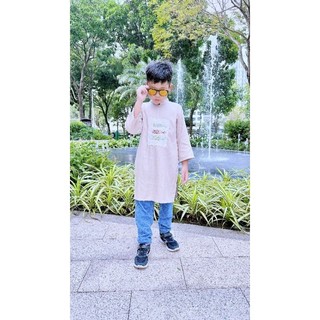 Áo dài cách tân bé trai chất linen