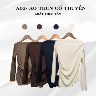 Jima - Áo thun tăm hàn cổ thuyền - gấu vạt chéo - chun eo - A02 Top Sơ Mi, áo, áo kiểu nữ
