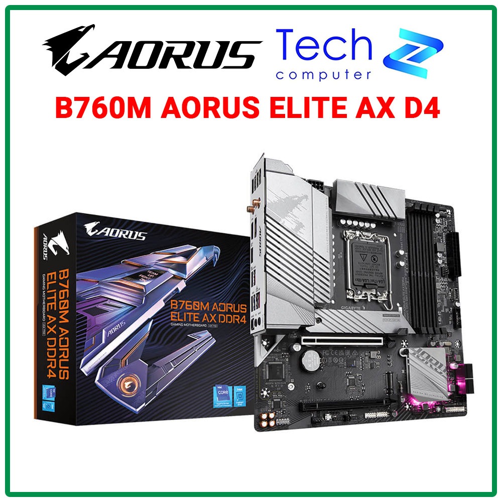 Mainboard GIGABYTE B760M AORUS ELITE AX DDR4 – Socket LGA1700 – mATX – WiFi + Bluetooth – Chính Hãng