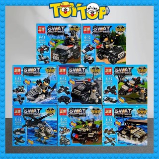 [Lẻ 1 mẫu] Đồ chơi lắp ghép xếp hình army các xe và mini lính quân đội - lính cảnh sát đặc nhiệm Swat lắp ráp ZB324