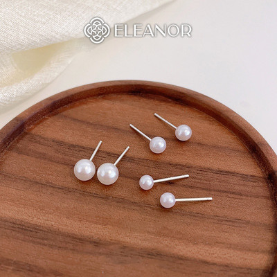 Bông tai chuôi bạc 925 Eleanor Accessories ngọc trai nhân tạo phụ kiện trang sức khuyên tai nữ 3364