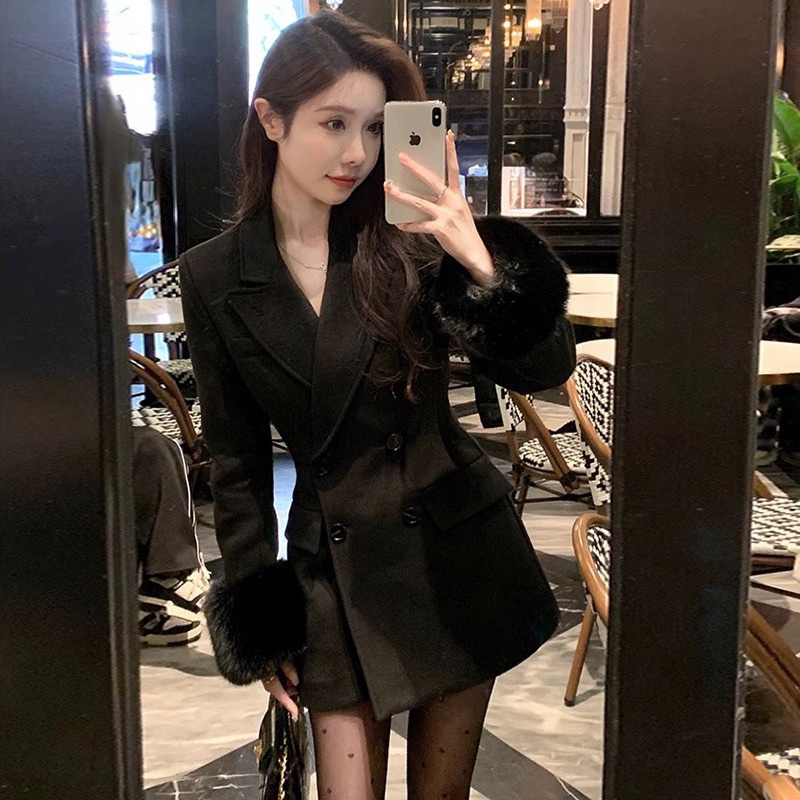 [[Order] Áo khoác dạ tay phối lông