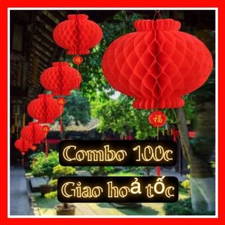 Combo 100c - 50c lồng đèn giấy treo trang trí không thấm nước nhiều kích thước, lồng đèn trang trí Tết