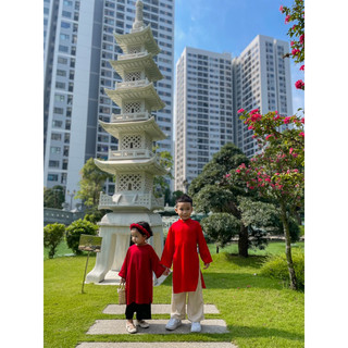 Áo dài lụa bé trai + quần thiết kế an bébe