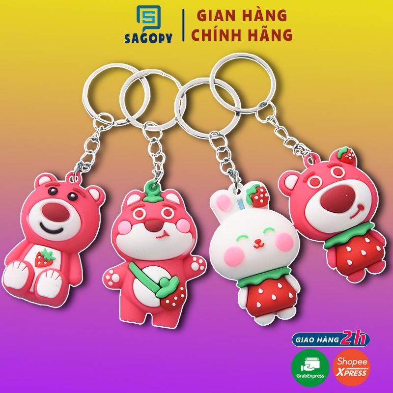 Móc khóa thời trang hoạt hình S P cute treo balo, cài túi xách tote gấu bông (ngẫu nhiên)