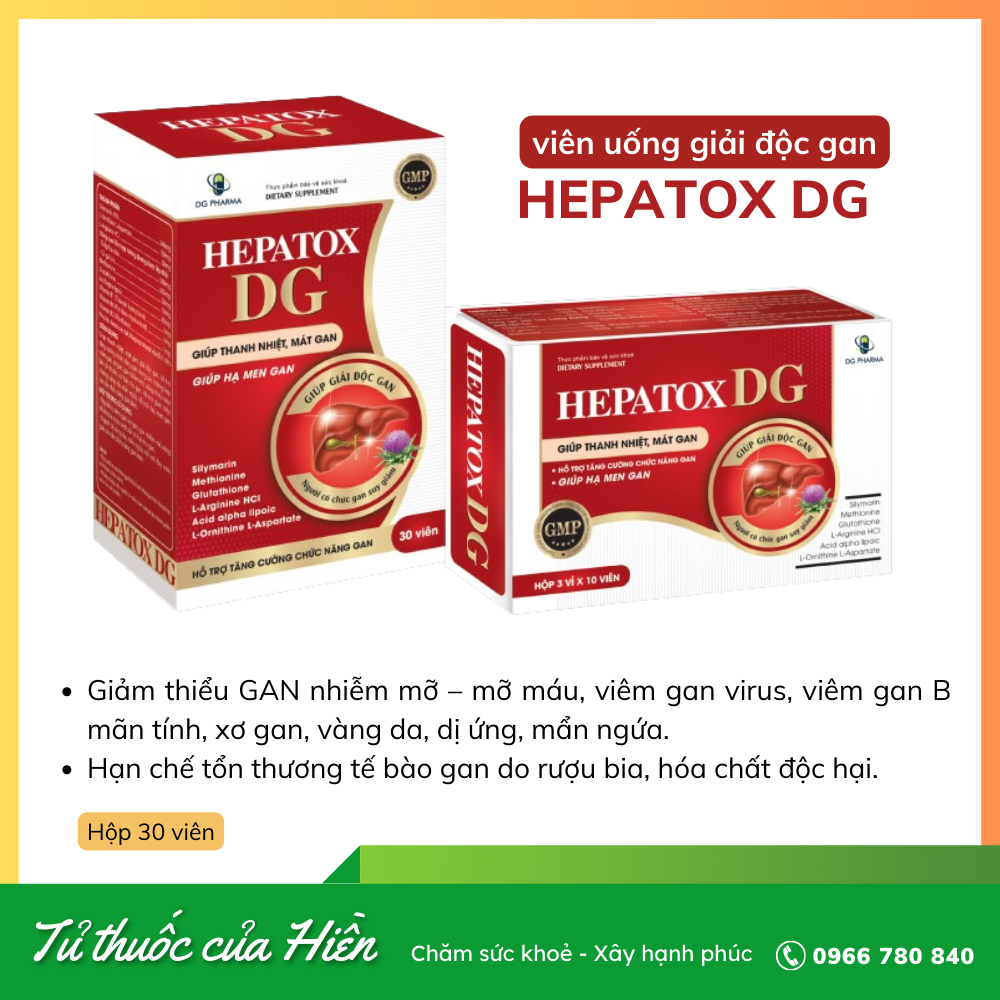 [Hàng chính hãng] Viên uống giải độc gan HEPATOX DG - Hỗ trợ Giảm Men Gan, vàng da, dị ứng, mẩn ngứa