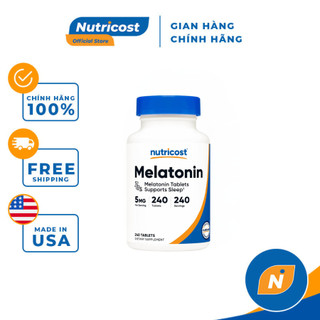 Nutricost Melatonin 5mg Giúp Ngủ Ngon Và Sâu Một Cách Tự Nhiên Không Gây Mệt 240 Viên