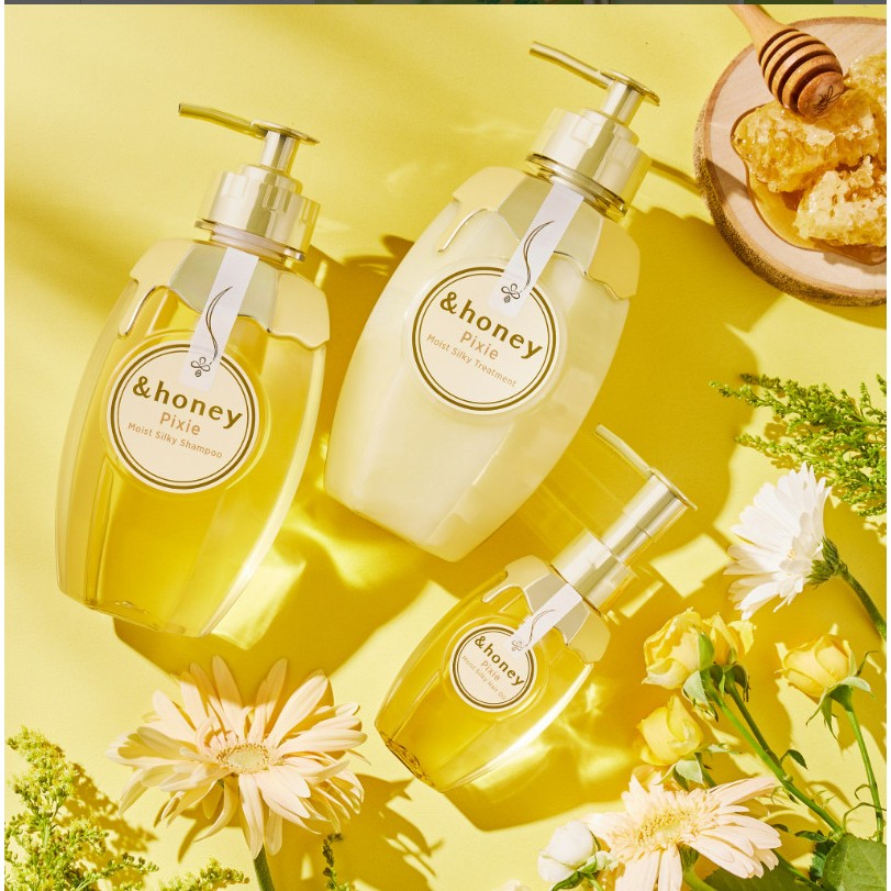 MÙI MỚI/Dầu gội &honey Vicrea Organic dưỡng ẩm mật ong Pixie/dòng Pixie Moist Silky/ dành cho tóc khô,rối, mềm mượt mướt