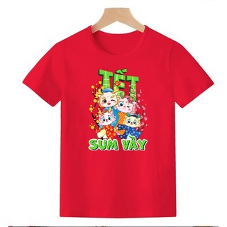 Áo thun tết sum vầy màu đỏ 2024 - gia đình rồng