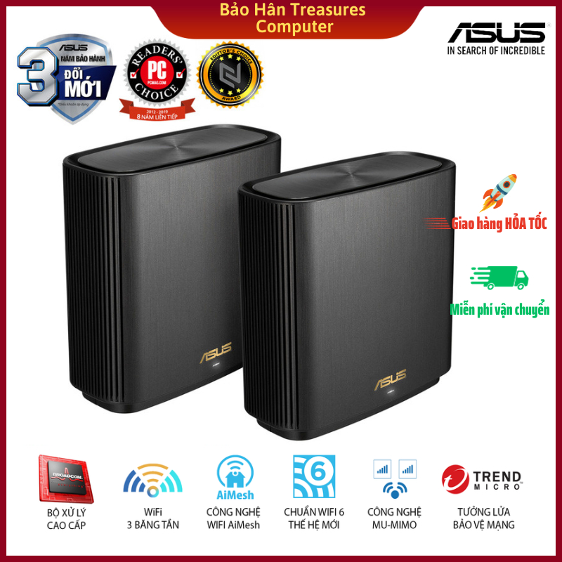 Hệ thống MESH WIFI 6 ASUS XT8 ZenWiFi AX6600 - Hàng Chính Hãng