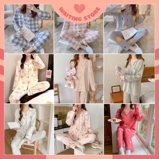 Đồ mặc nhà, đồ bộ nữ vải cotton dài tay nhiều màu và họa tiết DDCP01