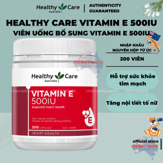 [HSD>12T] Healthy Care Vitamin E 500IU - Viên uống bổ sung vitamin E 200 viên