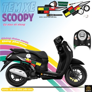 Tem scoopy 2023 phong cách peanuts | scp23-08 | tem dán scoopy đen trắng đỏ decal chống nước bền màu