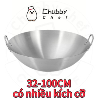 Chảo inox 2 quai sâu lòng Chubby Chef - Hàng chính hãng inox cao cấp đường kính 30-100cm phòng bếp nhà hàng