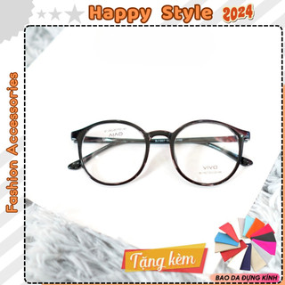 Gọng kính cận ngố tròn Kính mát giả cận mắt mèo form Hàn Quốc nam nữ thời trang K3 - Happy Style